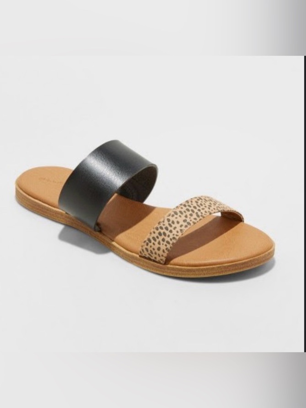 Universal Thread Leather Two-Band Slide Sandals, size 8.5